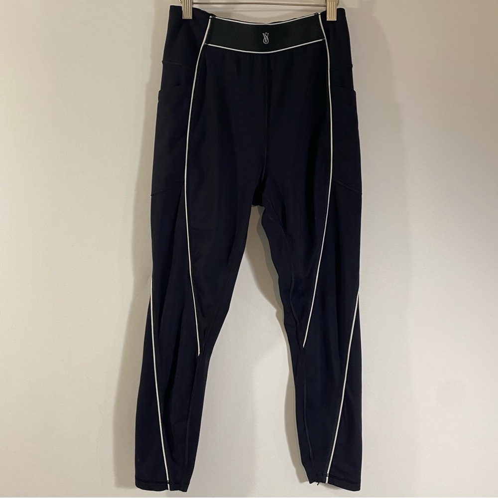 Victoria's Secret Black Leggings with White Piping